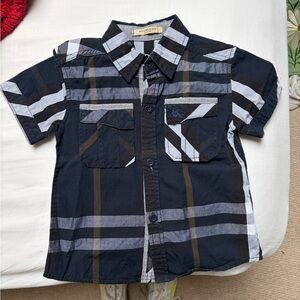Vintage Burberry Black Plaid Short-Sleeve Shirt (SEE ALL PHOTOS!)